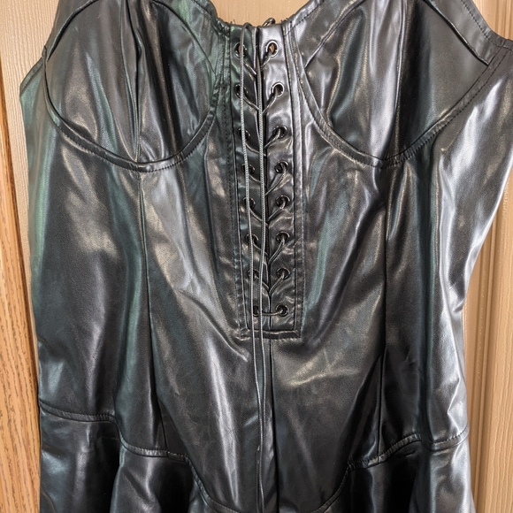 Shein Size Large PU Black bustier top mini dress - New WOT - Picture 4 of 5